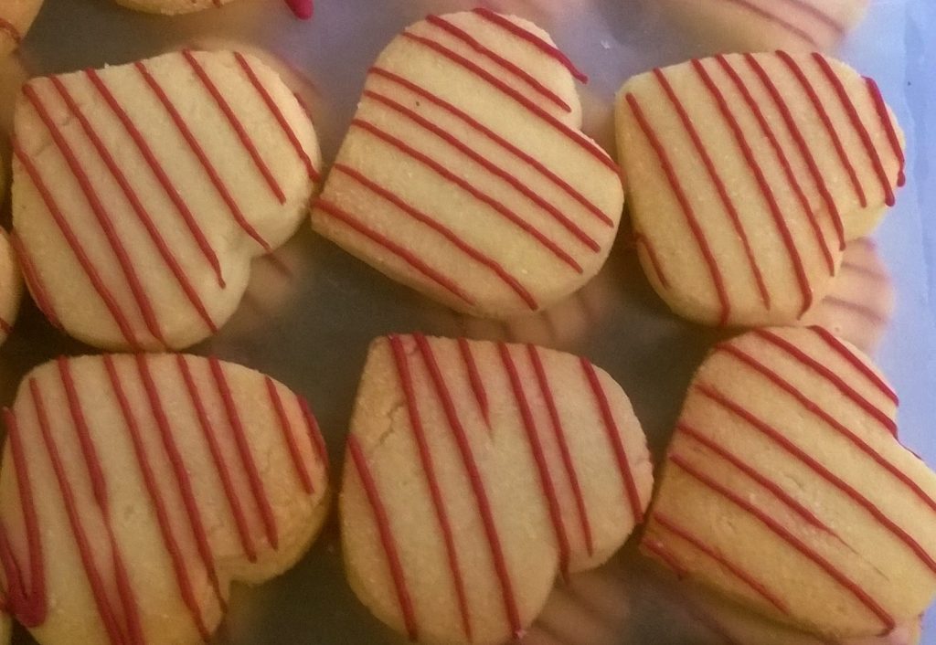 Shortbread Hearts with Red Icing